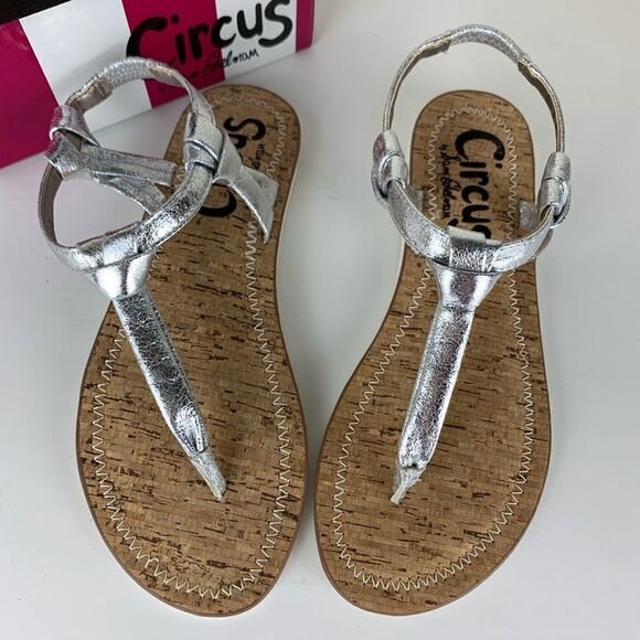 Circus by Sam Edelman Shaw Silver Sandal‎ Thong Sz 5.5 New with Box - Picture 2 of 4